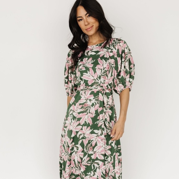 Baltic Born Tucson Midi Dress | Green + Pink Size MM - Picture 1 of 5